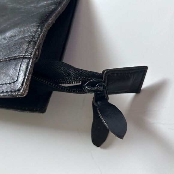 Vintage Phillippe Black Leather Structured Tote Bag H11"x W14.75" - Picture 4 of 9